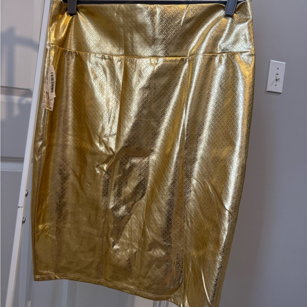 NWT LuLaRoe Metallic Gold Pencil Skirt